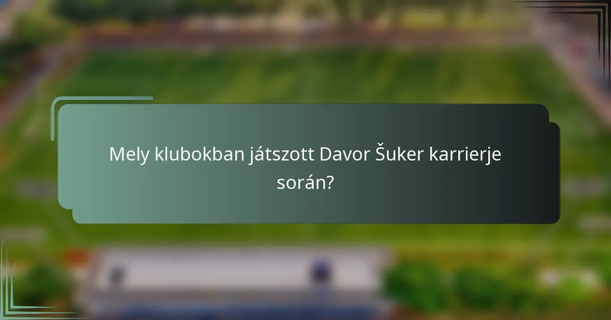 Mely klubokban játszott Davor Šuker karrierje során?
