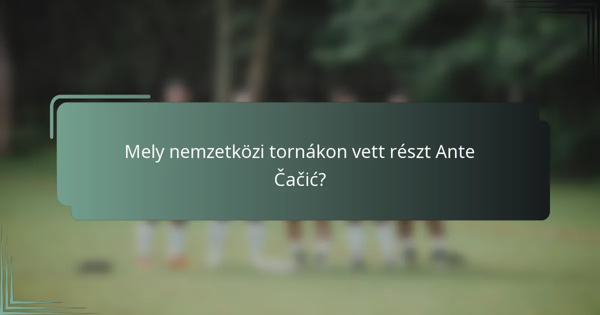 Mely nemzetközi tornákon vett részt Ante Čačić?