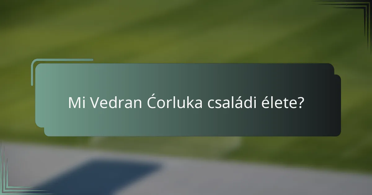 Mi Vedran Ćorluka családi élete?