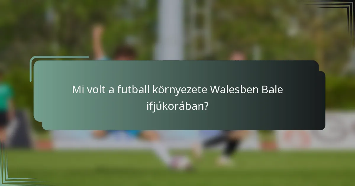 Mi volt a futball környezete Walesben Bale ifjúkorában?