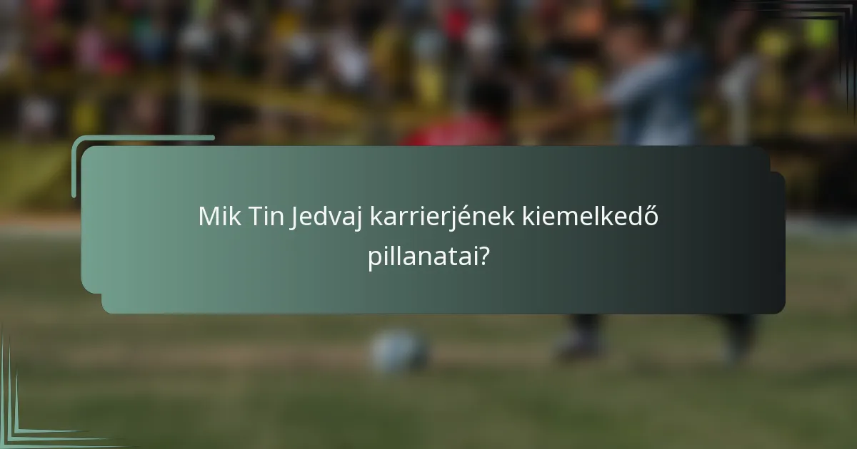 Mik Tin Jedvaj karrierjének kiemelkedő pillanatai?