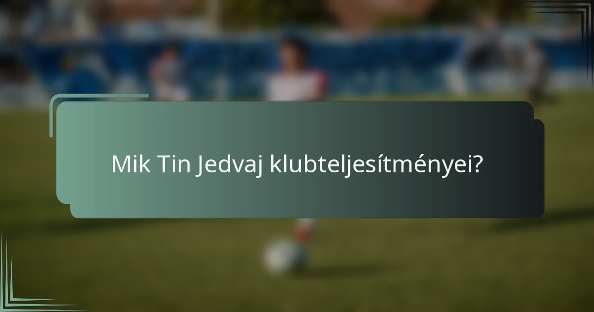 Mik Tin Jedvaj klubteljesítményei?