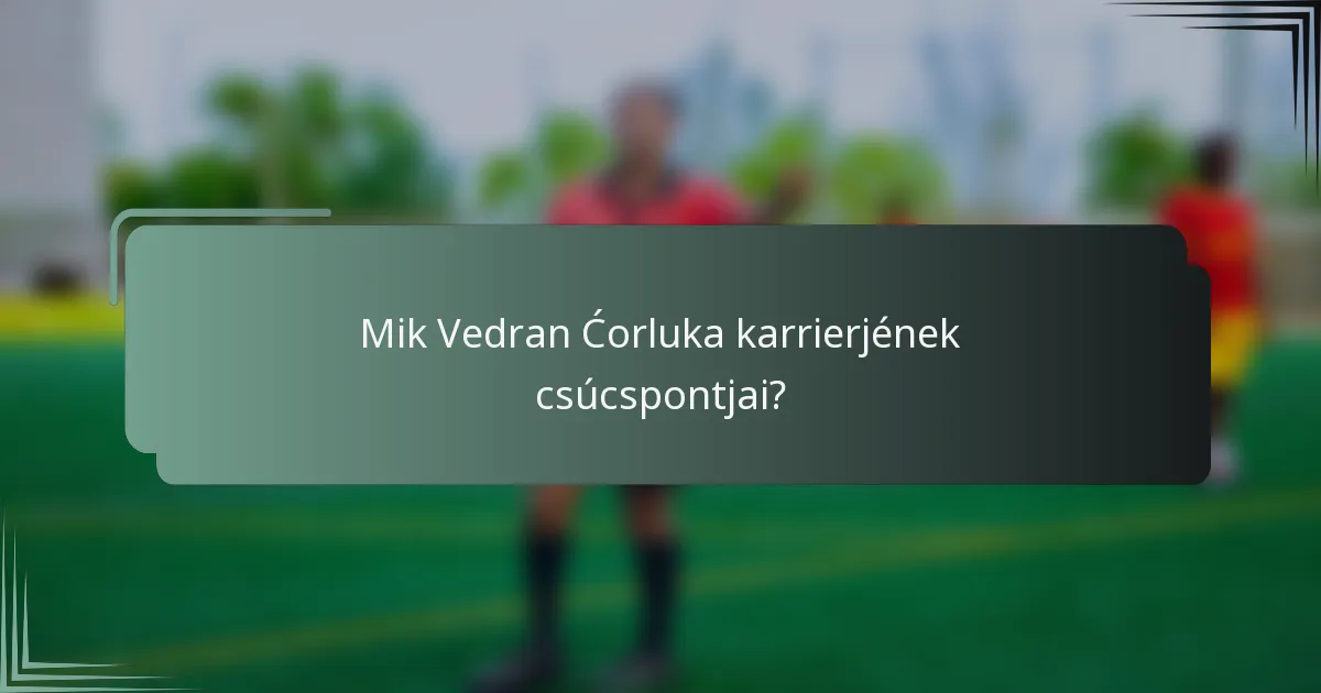Mik Vedran Ćorluka karrierjének csúcspontjai?