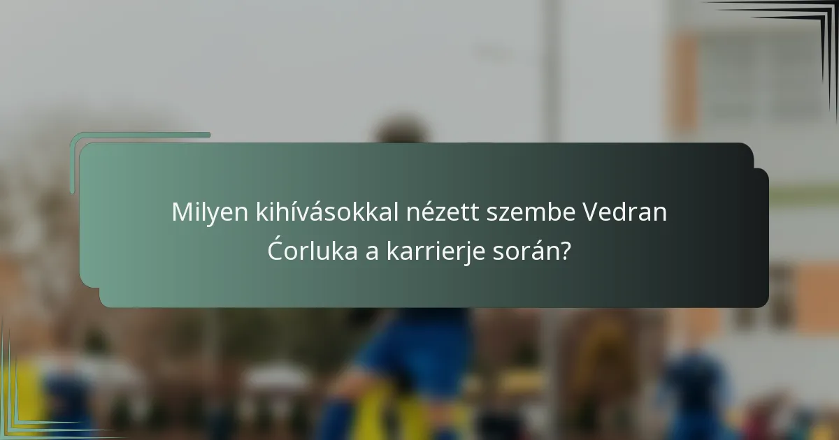 Milyen kihívásokkal nézett szembe Vedran Ćorluka a karrierje során?