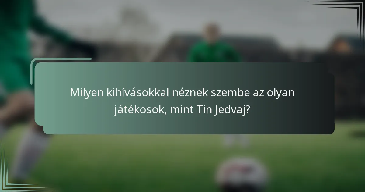 Milyen kihívásokkal néznek szembe az olyan játékosok, mint Tin Jedvaj?